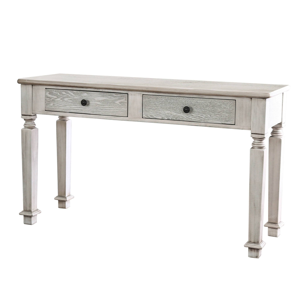 White 52-Inch Solid Wood 2-Drawer Sofa Table P5709
