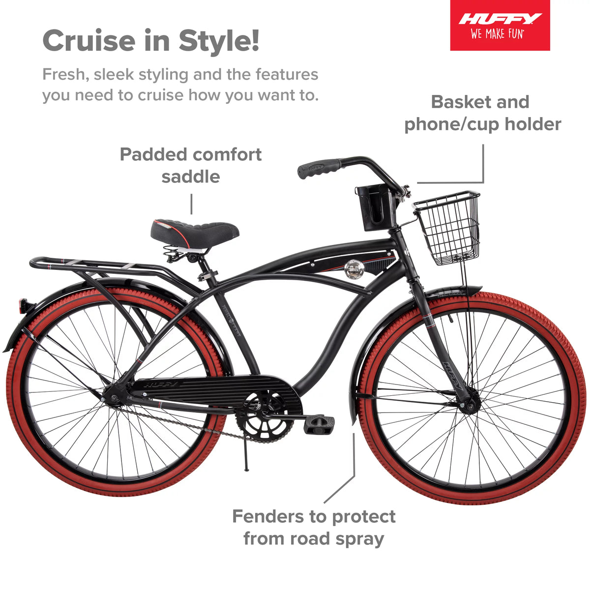 26" Matte Black Cruiser Bike U284304