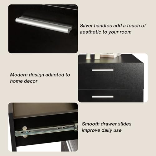 Black 8 Drawer Wood Dresser O9279