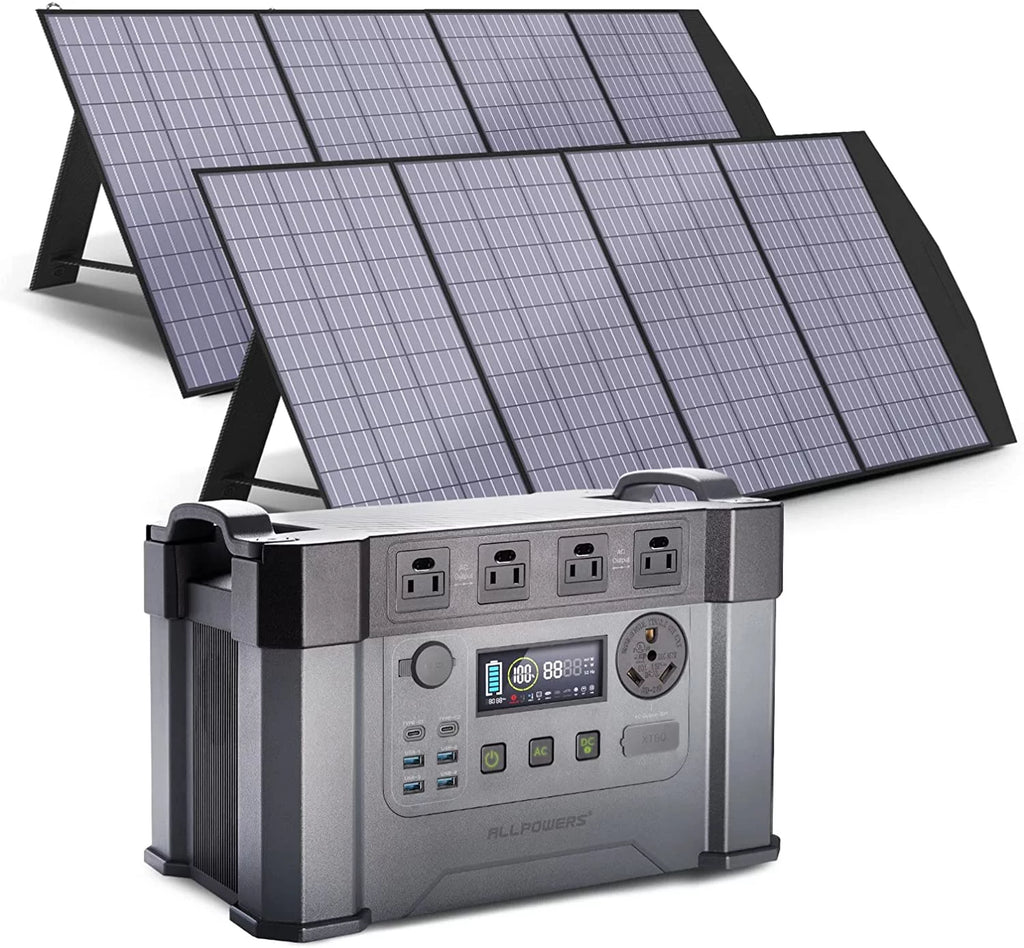 2400W 1500Wh Portable Power Station with 2 Pack 200W Foldable Solar Panels E49372