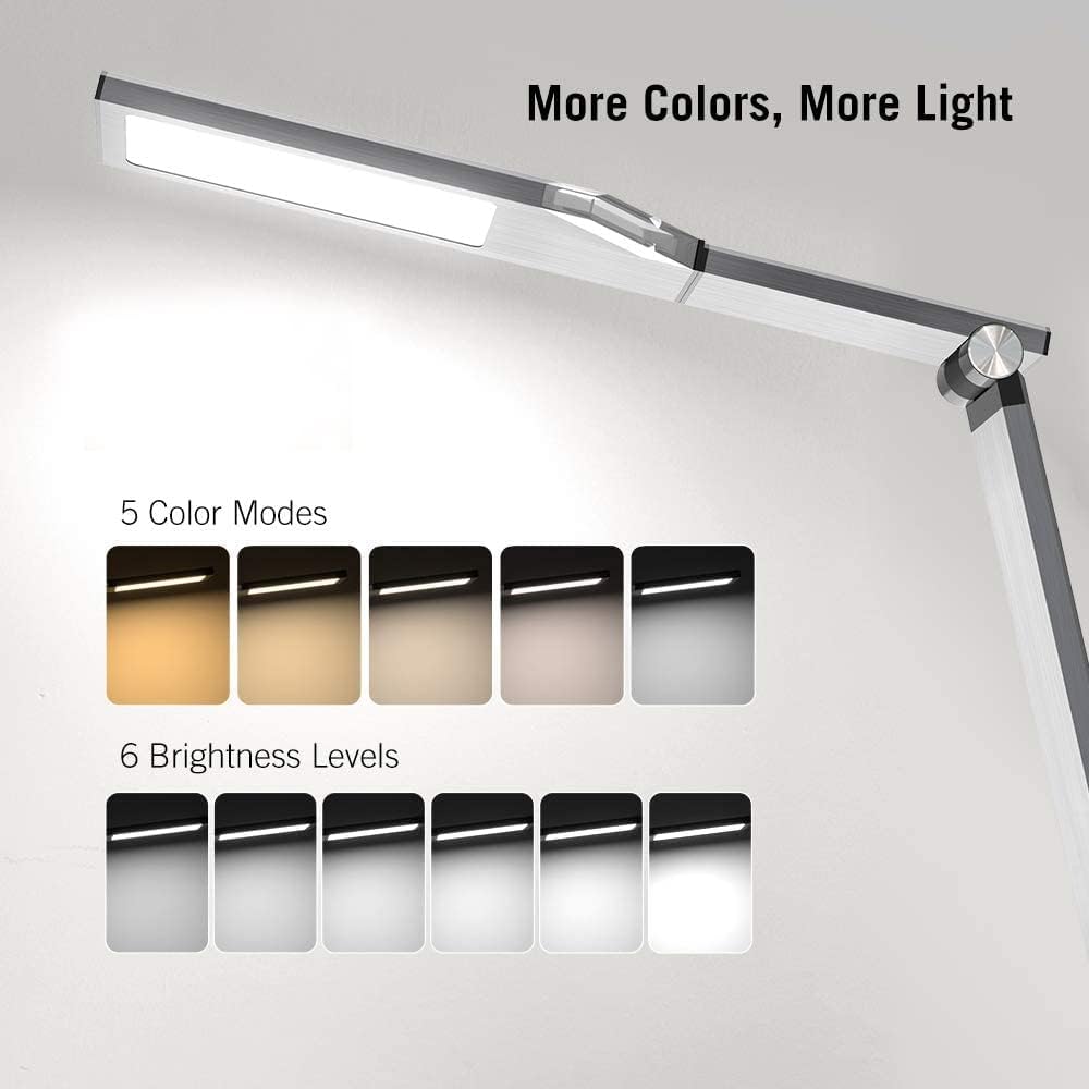 Metal LED Desk Lamp with Fast Wireless Charger, 5V/2A USB Port, Touch Control J4605