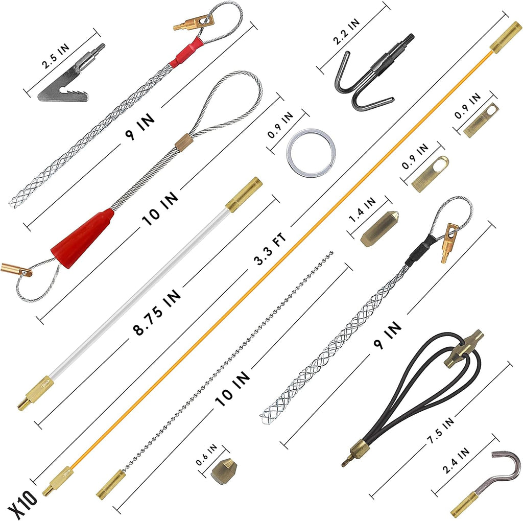 33 Foot Wire and Cable Pulling Kit with 19 Multi-function Attachments P60709
