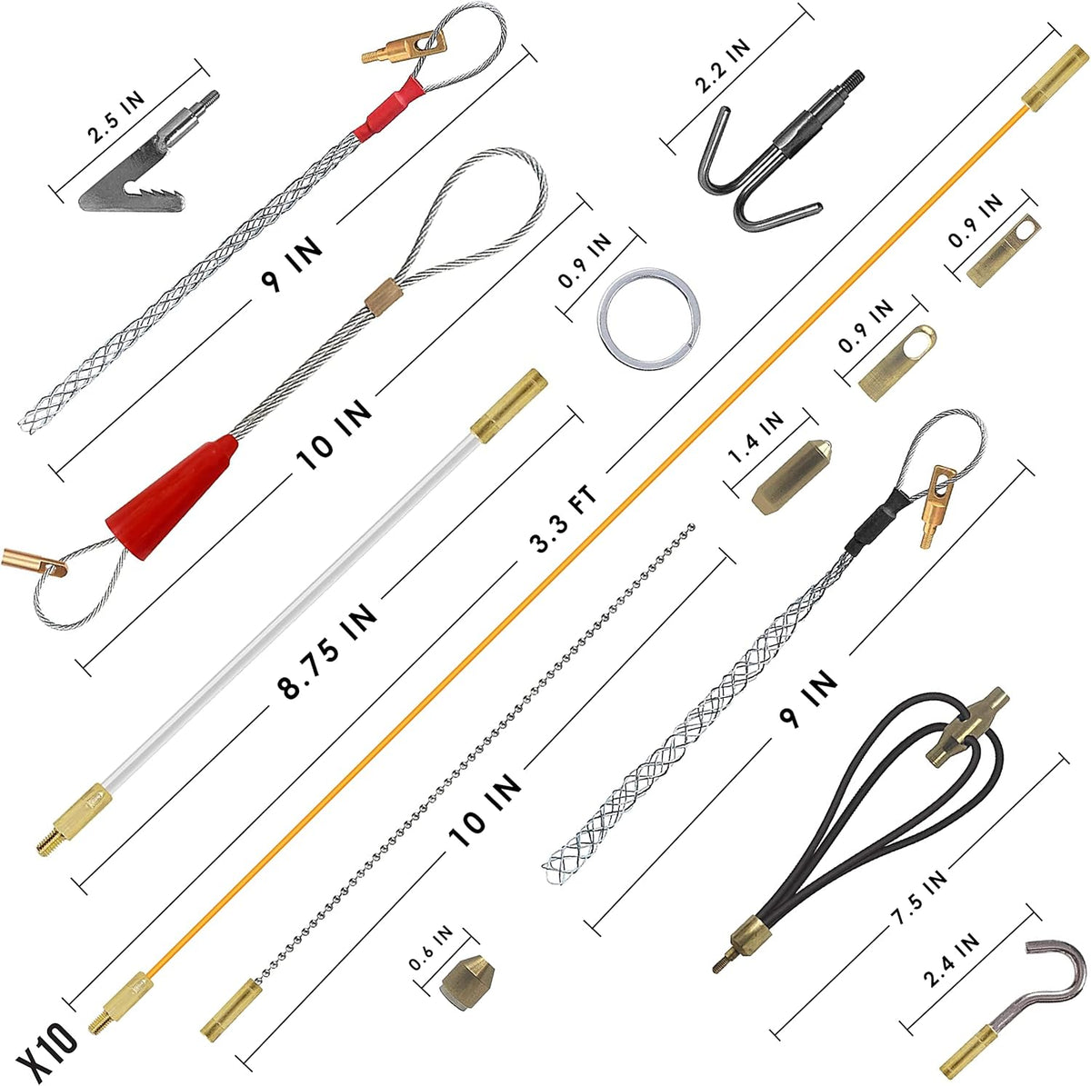 33 Foot Wire and Cable Pulling Kit with 19 Multi-function Attachments P60709