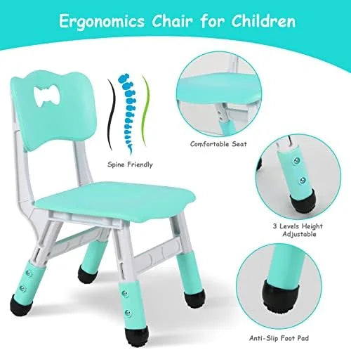 Study Table and 4 Chair Set Height Adjustable Toddler Table and Chair Set R83943