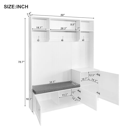 Black Hall Tree with Shoe Cabinet and Hanging Hooks H462