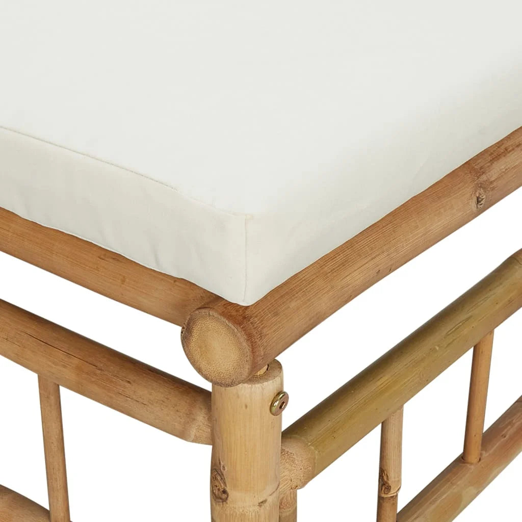 Bamboo Patio Sofa with White Cushions M48517