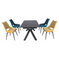 Leather Glass Dining Table and 6 Chairs Marble Dining Room Furniture Set U92707