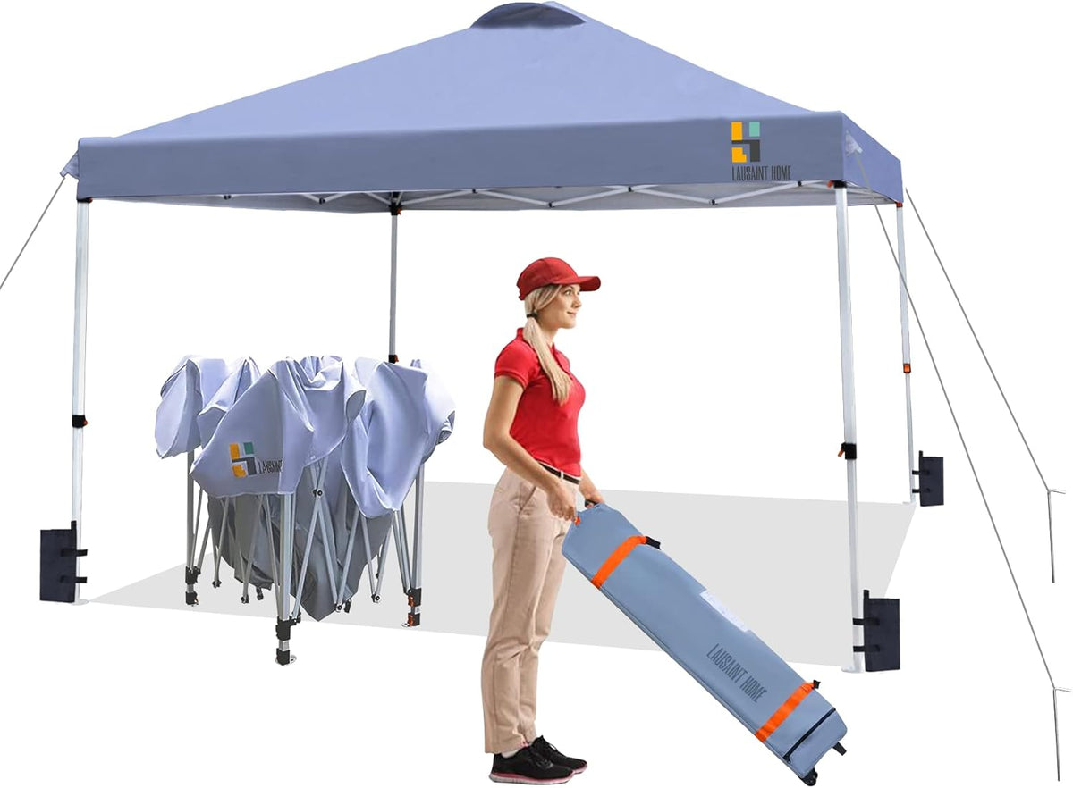 10FTx10FT Blue Pop Up Canopy Tent with Roller Bag Y421624