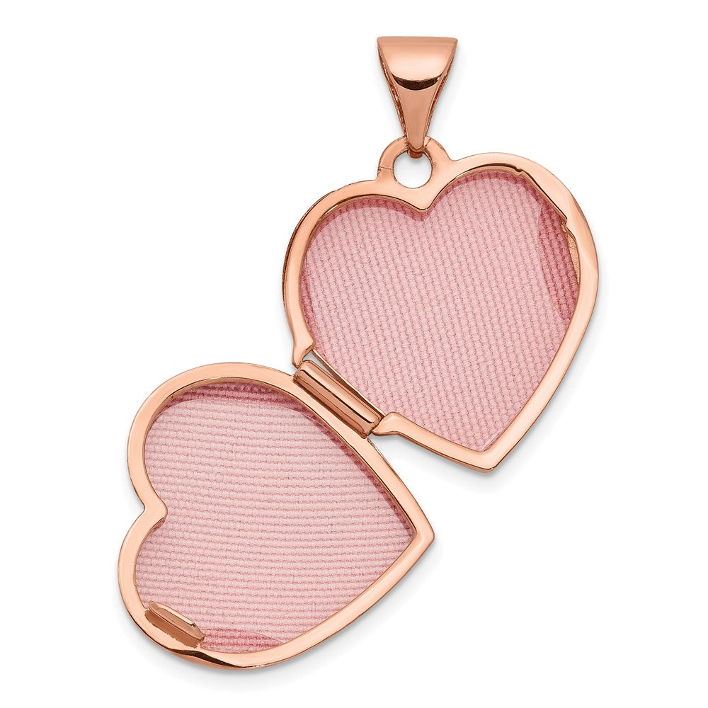14K Rose Gold Textured Heart Locket Pendant H27259