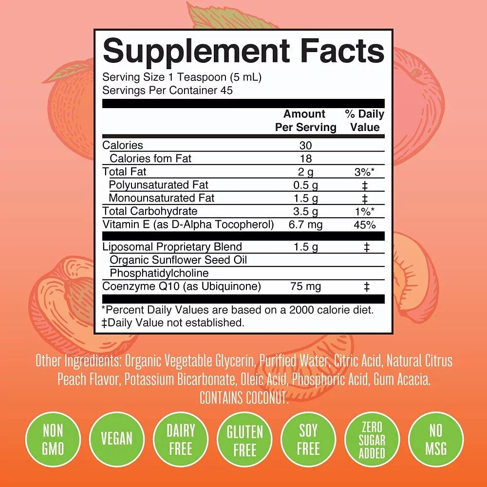 CoQ10 Liposomal Citrus Peach Flavor 7.6 fl oz B64029