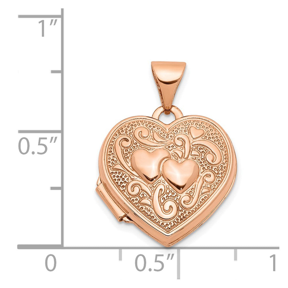 14K Rose Gold Textured Heart Locket Pendant H27259