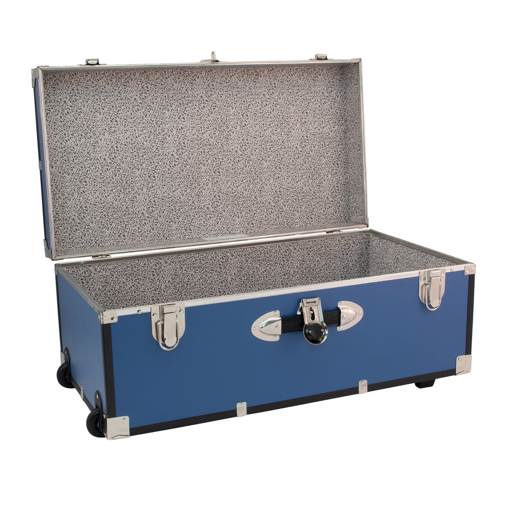 Mist Blue Wood Trunk with Wheels and Lock L714