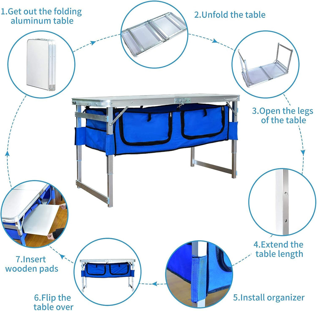 Folding Camping Table with Storage and 2 Chairs G583