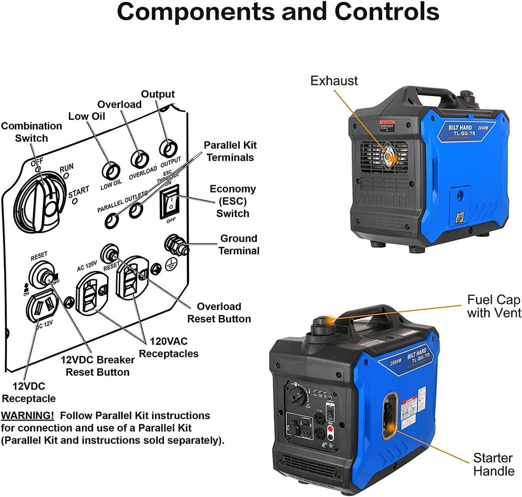 Portable Inverter Generator 2000 Watt Gas Powered M700548