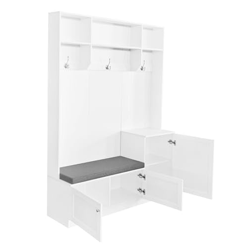 Black Hall Tree with Shoe Cabinet and Hanging Hooks H462