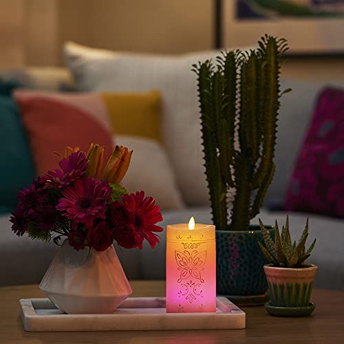 Ivory 3" x 6.5" Moving Flame LED Pillar Candle F41384