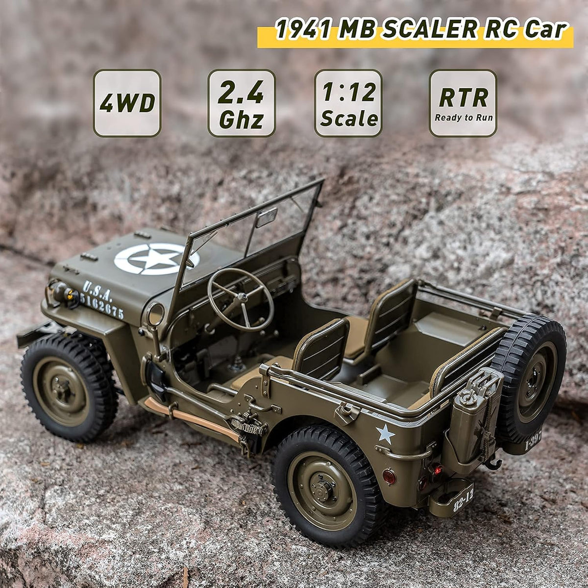 1/12 1941 MB Scaler RC Jeep 4x4 RTR RC Rock Crawler Military O343665