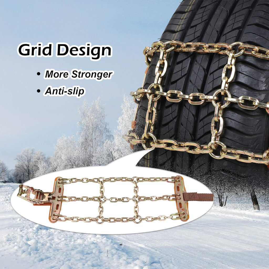 Tire Chains, Snow Chains for SUV Cars Pickup Trucks RV, Applicable Tire Width 215-325mm (8.46-12.79 inch), 6 Packs A2986