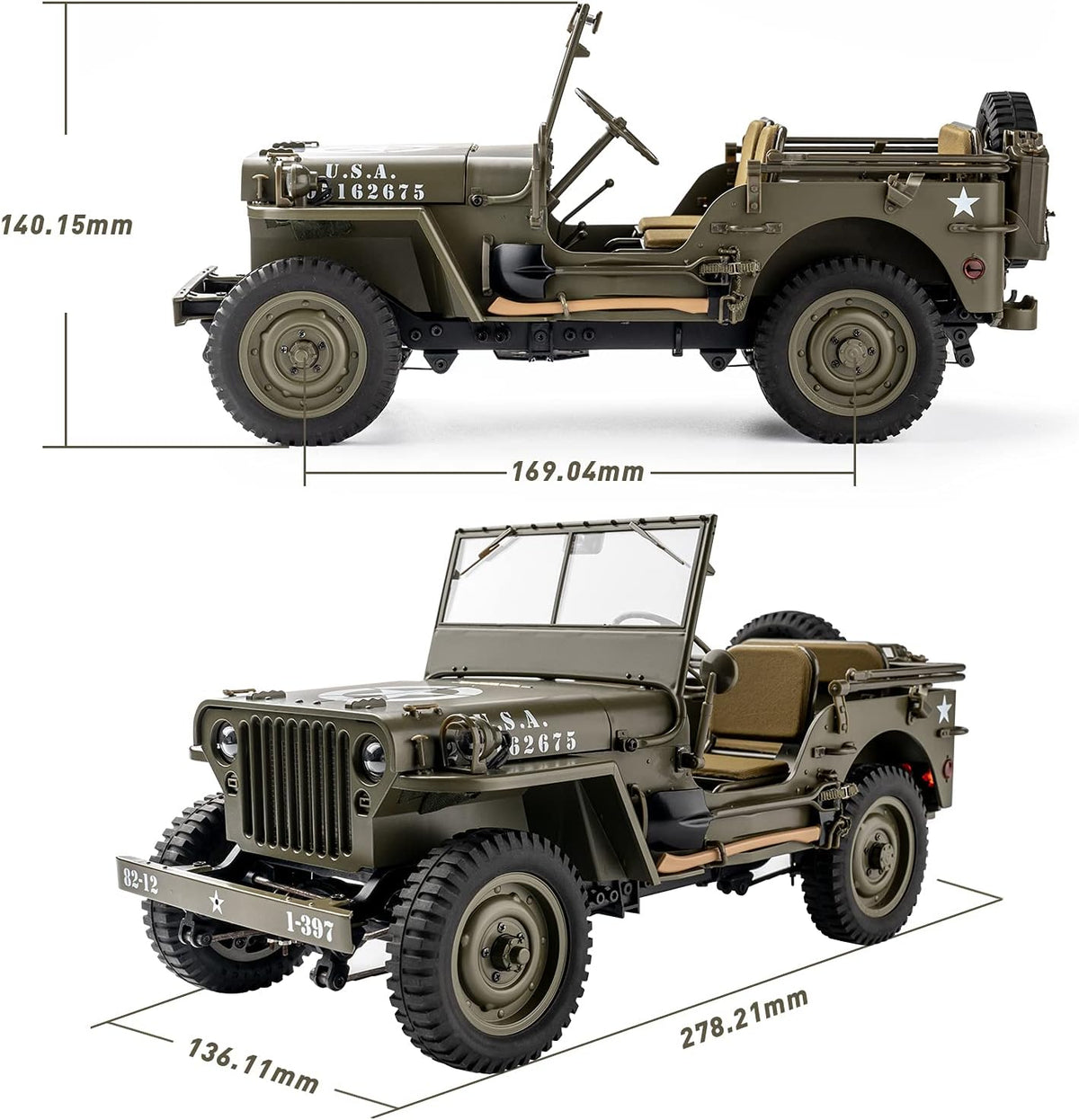 1/12 1941 MB Scaler RC Jeep 4x4 RTR RC Rock Crawler Military O343665