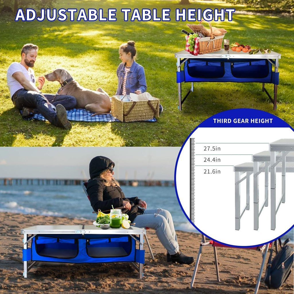 Folding Camping Table with Storage and 2 Chairs G583