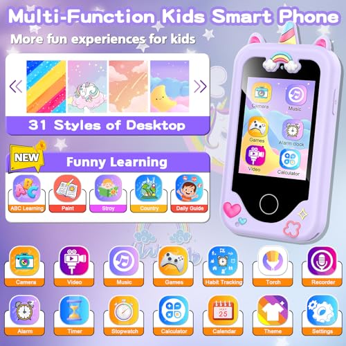 Touchscreen Toddler Smartphone Learning Toys with Camera, 8G SD Card E222