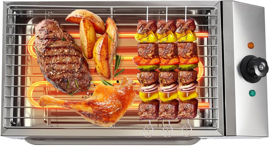 Electric Grill with Adjustable Temperature Control 572°F, 110V 1800W, Nonstick Cooking Surface N62841