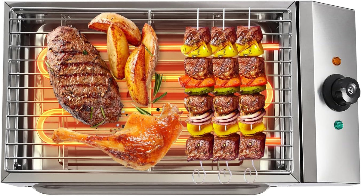 Electric Grill with Adjustable Temperature Control 572°F, 110V 1800W, Nonstick Cooking Surface N62841