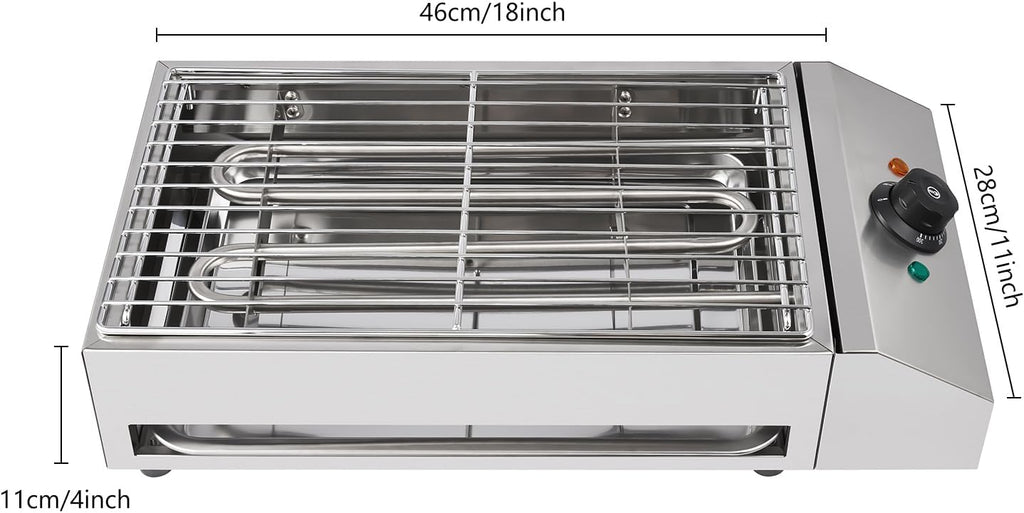Electric Grill with Adjustable Temperature Control 572°F, 110V 1800W, Nonstick Cooking Surface N62841