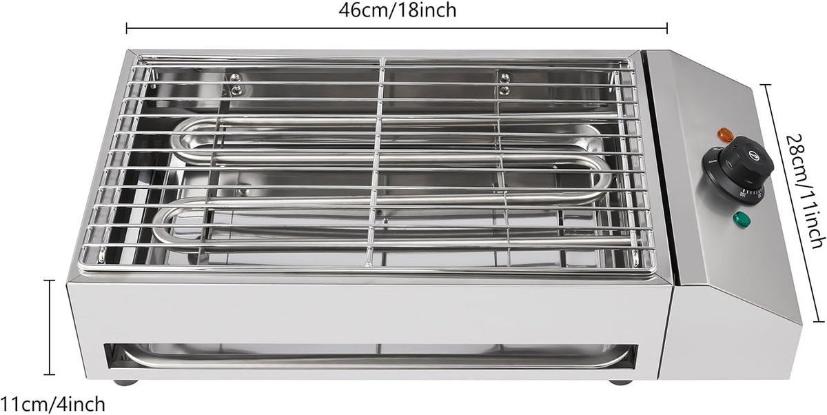 Electric Grill with Adjustable Temperature Control 572°F, 110V 1800W, Nonstick Cooking Surface N62841