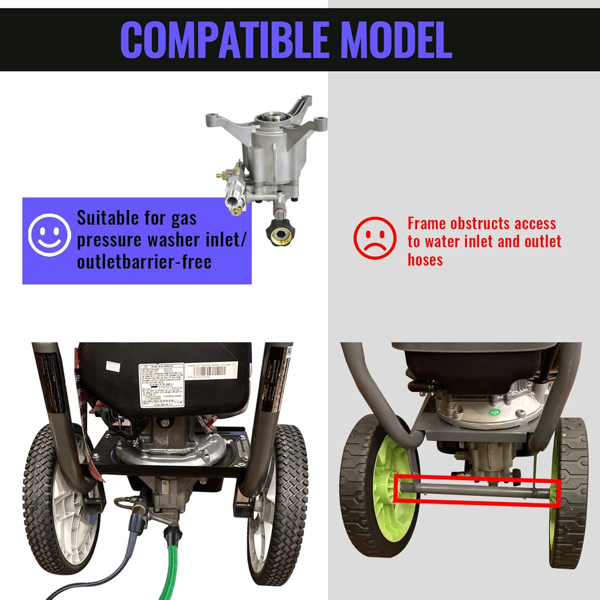 3200 PSI Vertical Pressure Washer Pump 7/8 Shaft 2.4 GPM H7836