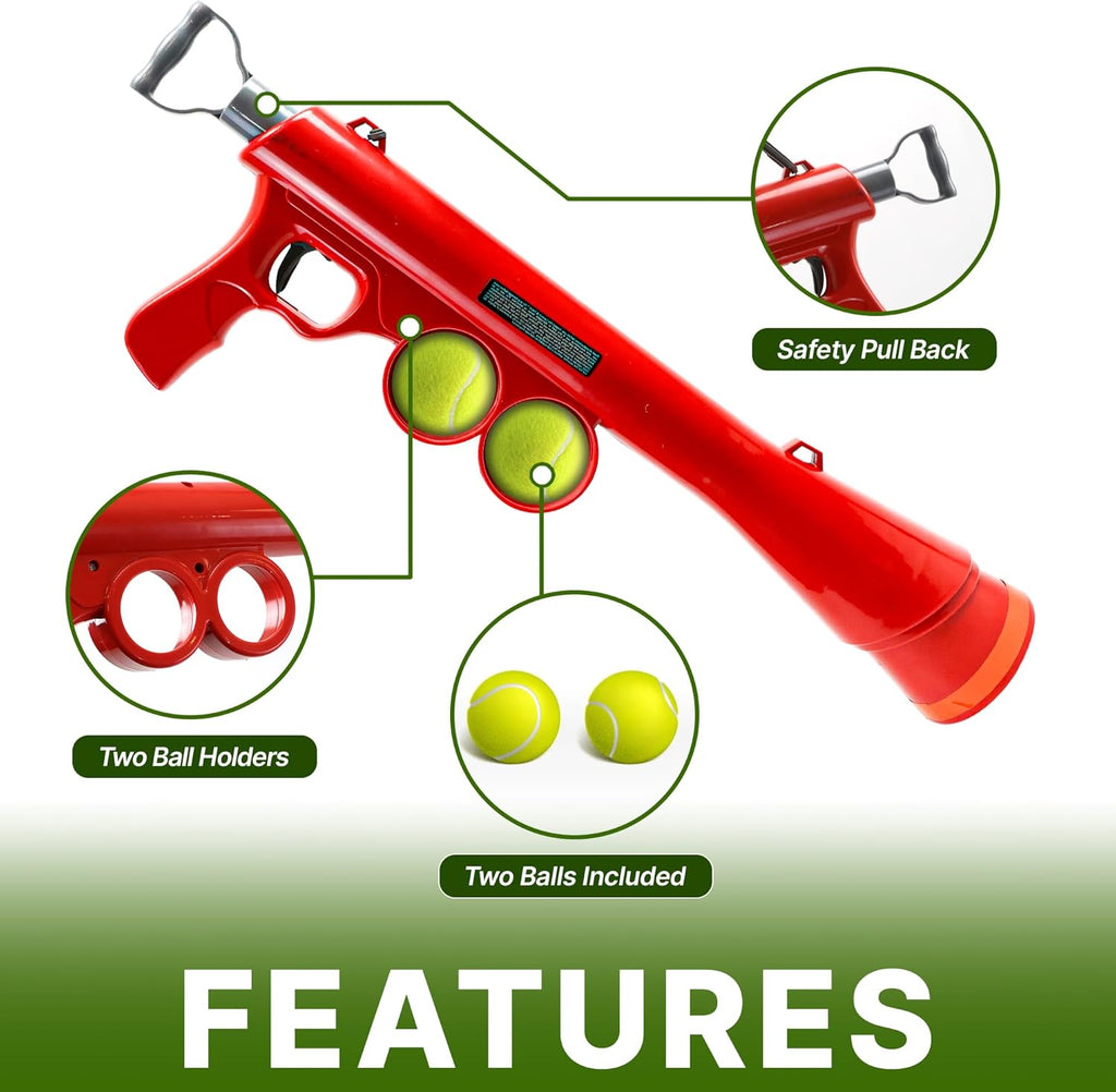 Tennis Ball Launcher Dog Toy with 2 Tennis Balls & Removable Shoulder Strap T21828