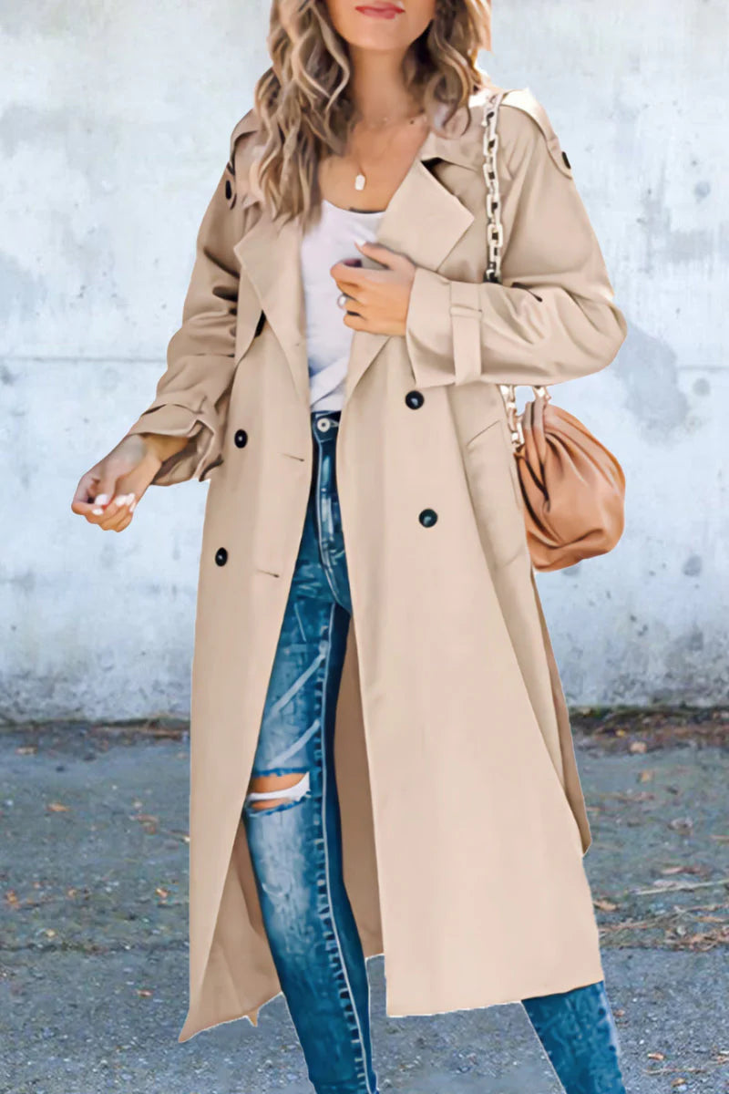 Solid Patchwork Turndown Collar Outerwear Y216