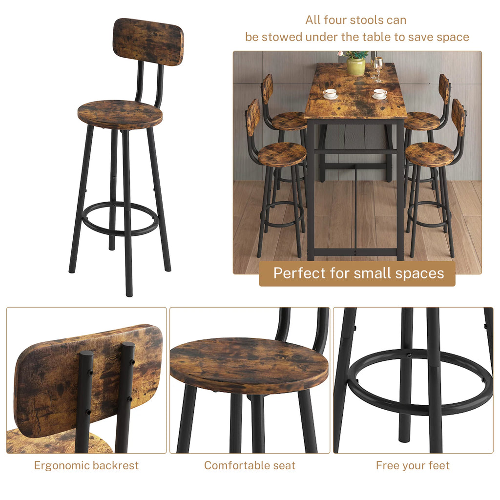 Brown 5 Piece Counter Height Dining Table and Chairs Set O4970