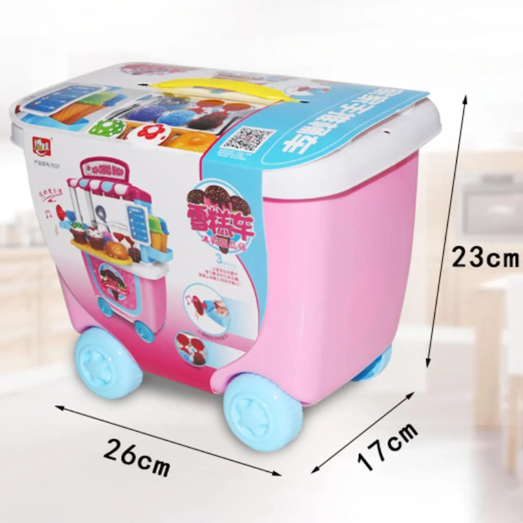 Cream Candy Cart Food Dessert and Cash Trolley Set Toy with Music and Lighting L53970
