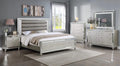 5pc Queen Size Upholstery LED Bed Dresser Mirror Nightstand Wooden Furniture Set G399843