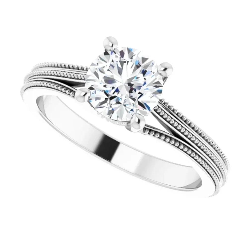 1 Ct Round Diamond Engagement Ring 14k White Gold M1208