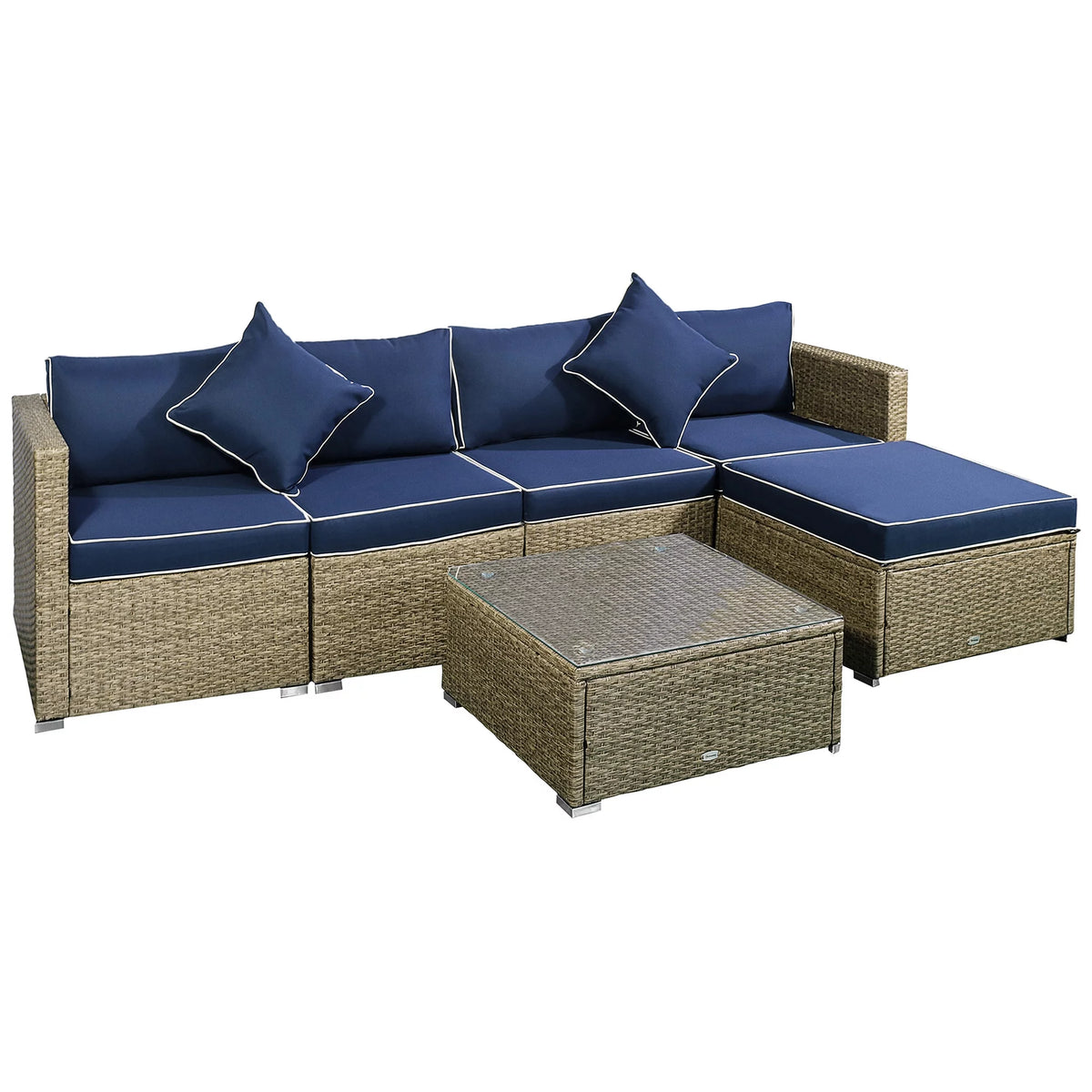 6-Piece Outdoor Patio Rattan Wicker Furniture Set with Cushion A57542