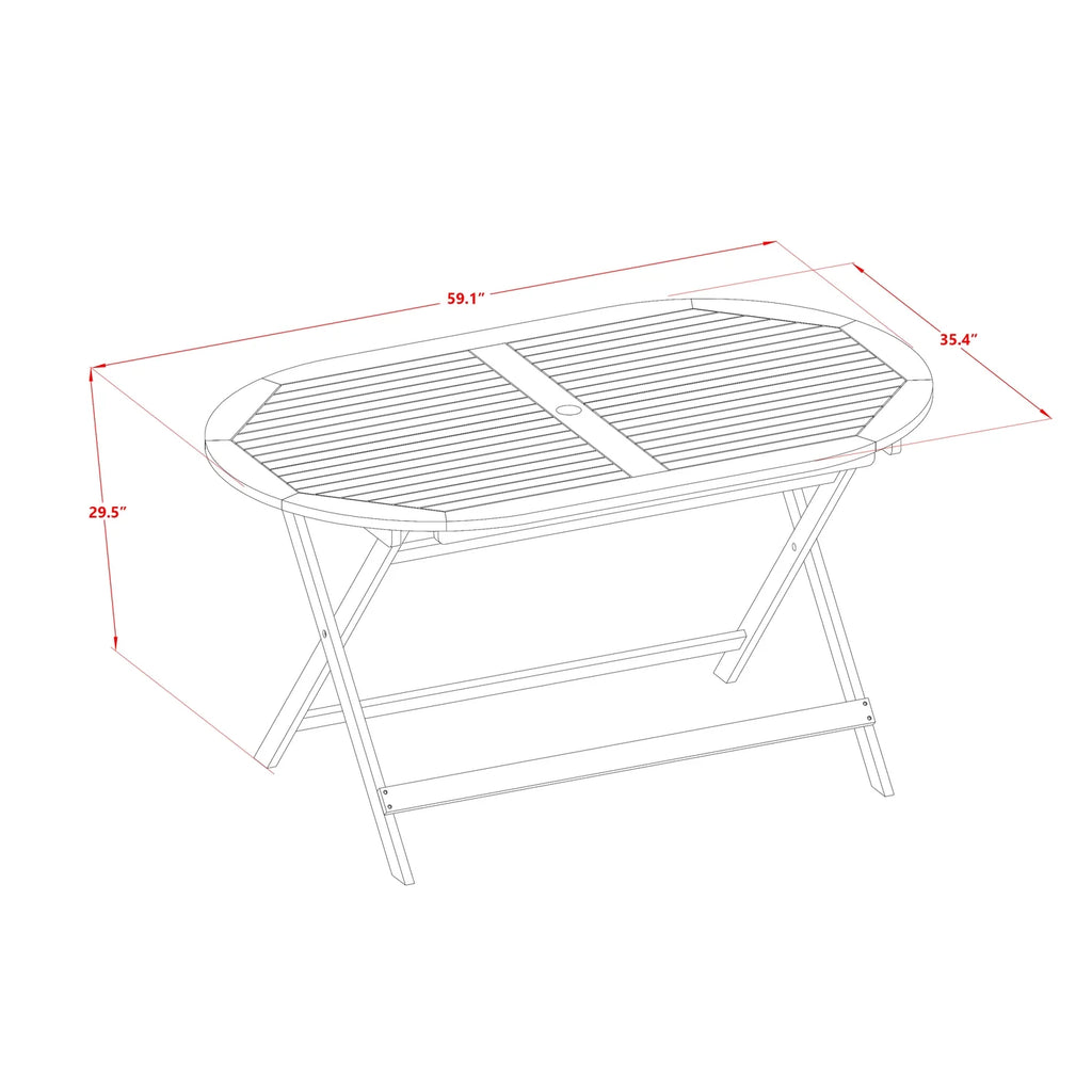 7 Pc Acacia Wood Outdoor Table and Chairs Y443