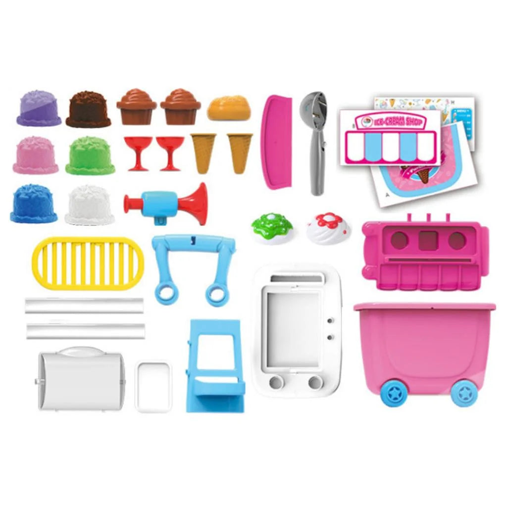 Cream Candy Cart Food Dessert and Cash Trolley Set Toy with Music and Lighting L53970