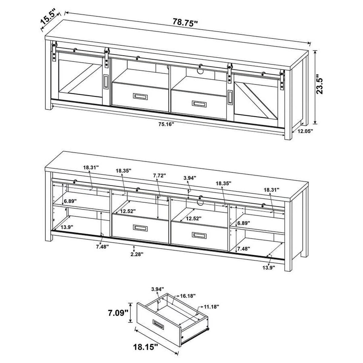 Rectangular TV Console with 2 Sliding Doors X723895