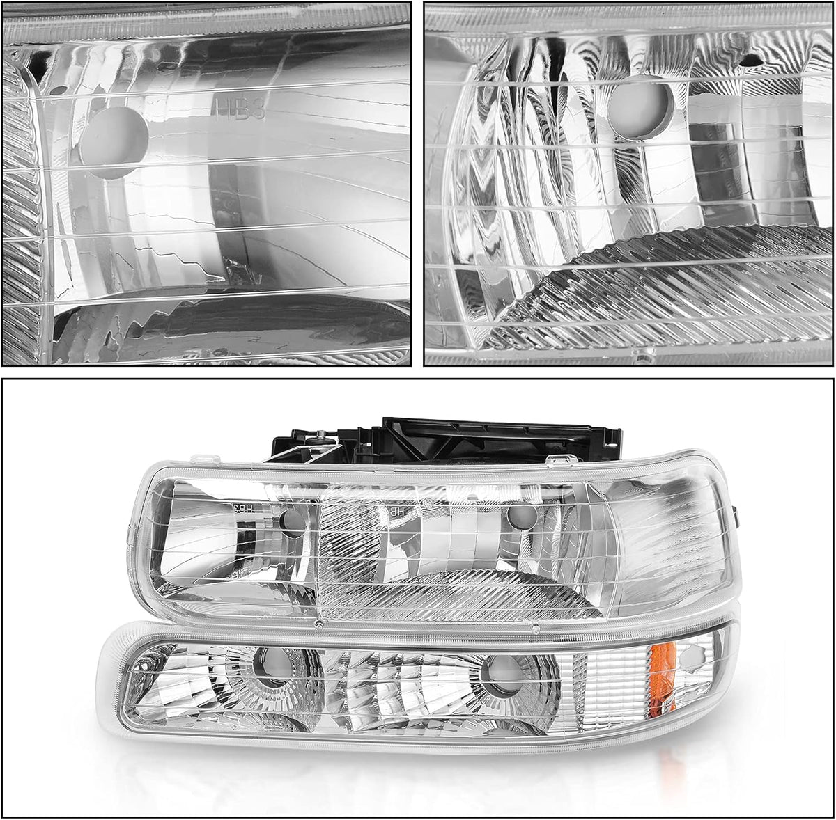 Chrome Housing Replacement Headlights + Smoke Lens Taillights Combo V347404