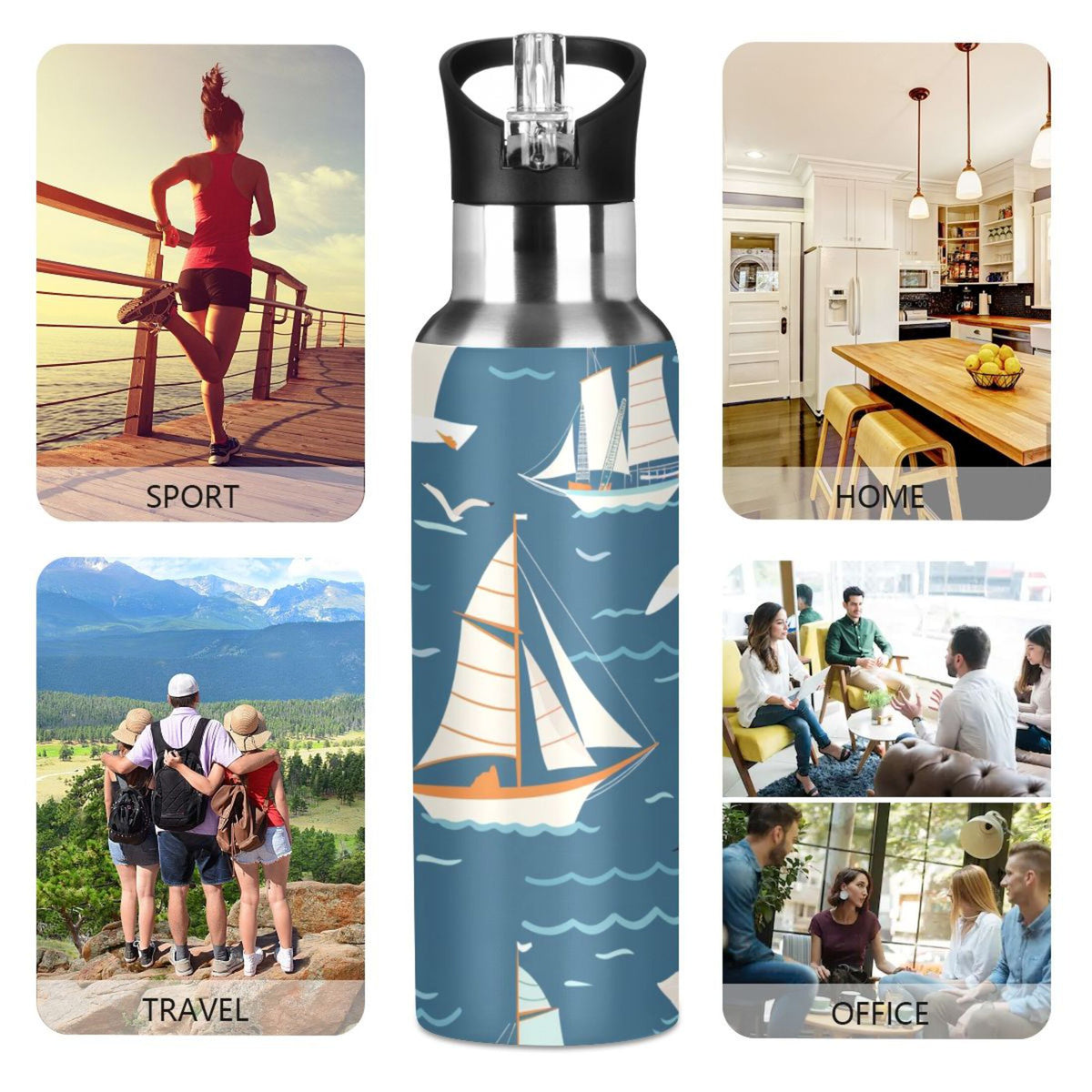 Insulated Stainless Steel Water Bottle with Straw Lid 20 oz O510983