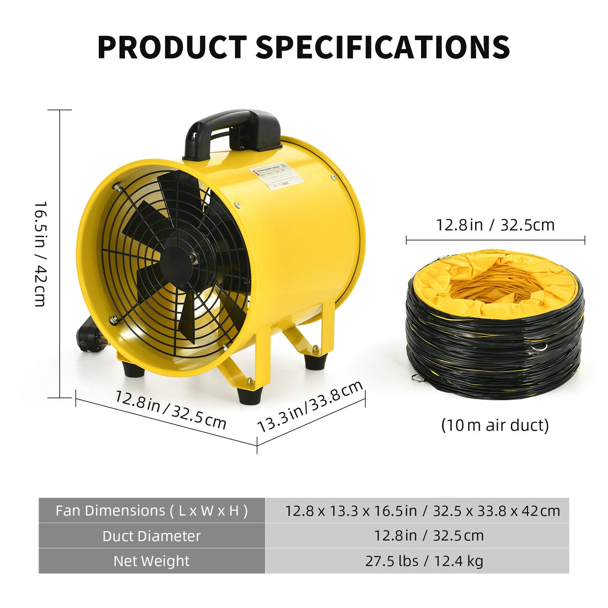 12" Utility Blower Extractor Fan with 32ft Duct Hose N356704