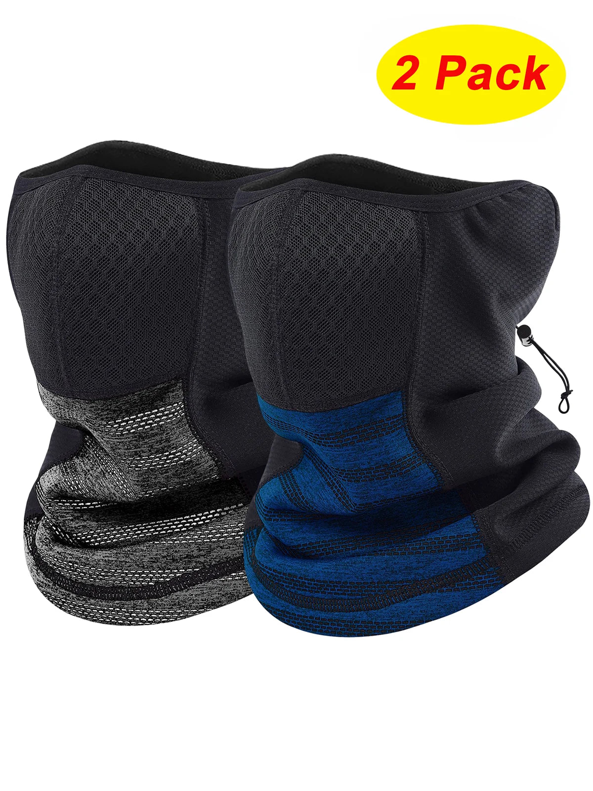 2 Pack Ski Mask Balaclava Neck Gaiter Dark Gray & Blue J5916
