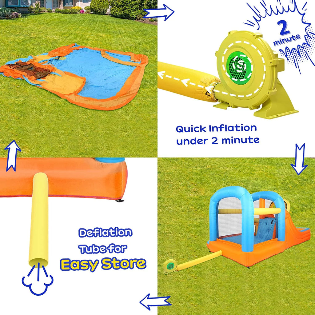 5-in-1 Inflatable Water Slide Park Bounce House with Splash Pool R61798