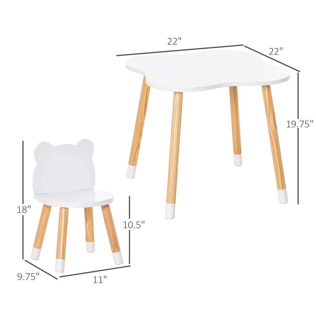 White Wooden Kids Table and 2 Chairs Set K13948