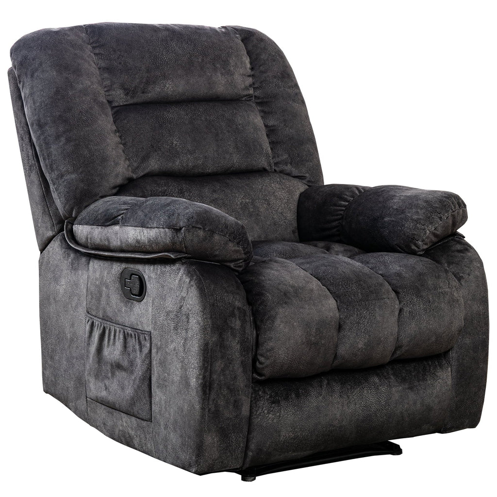 Gray Fabric Manual Recliner Chairs with Massage and Heat R30856