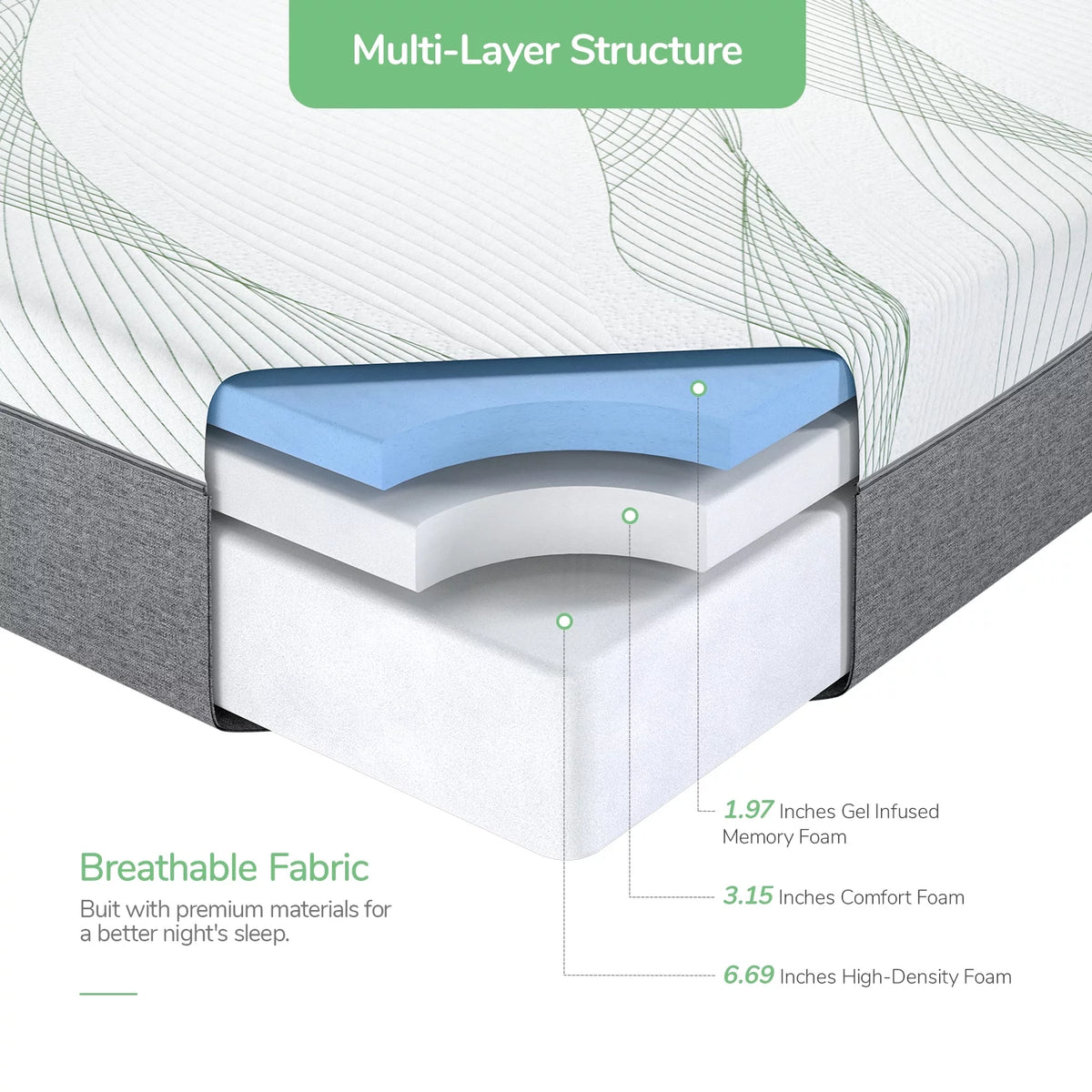 Queen Size Gel Memory Foam Mattress G57305