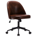Home Office Chair PU Leather Swivel Dark Brown V4776