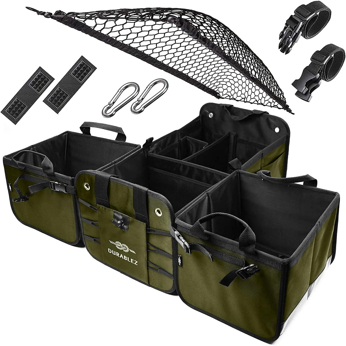 3 Compartment Separable Collapsible Car Trunk Storage Organizer, XL, Black S7585
